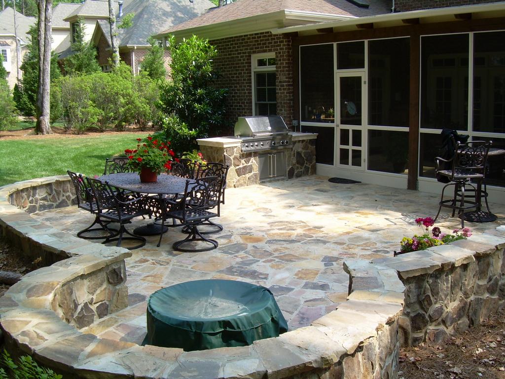 Back Yard Stone Patio Design Ideas