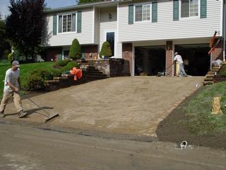 Brushing Sands On The Omni-Stone by BORRASSO LANDSCAPING  *1977* ~ Maria A. Borrasso, Owner         Pittsburgh 15239 