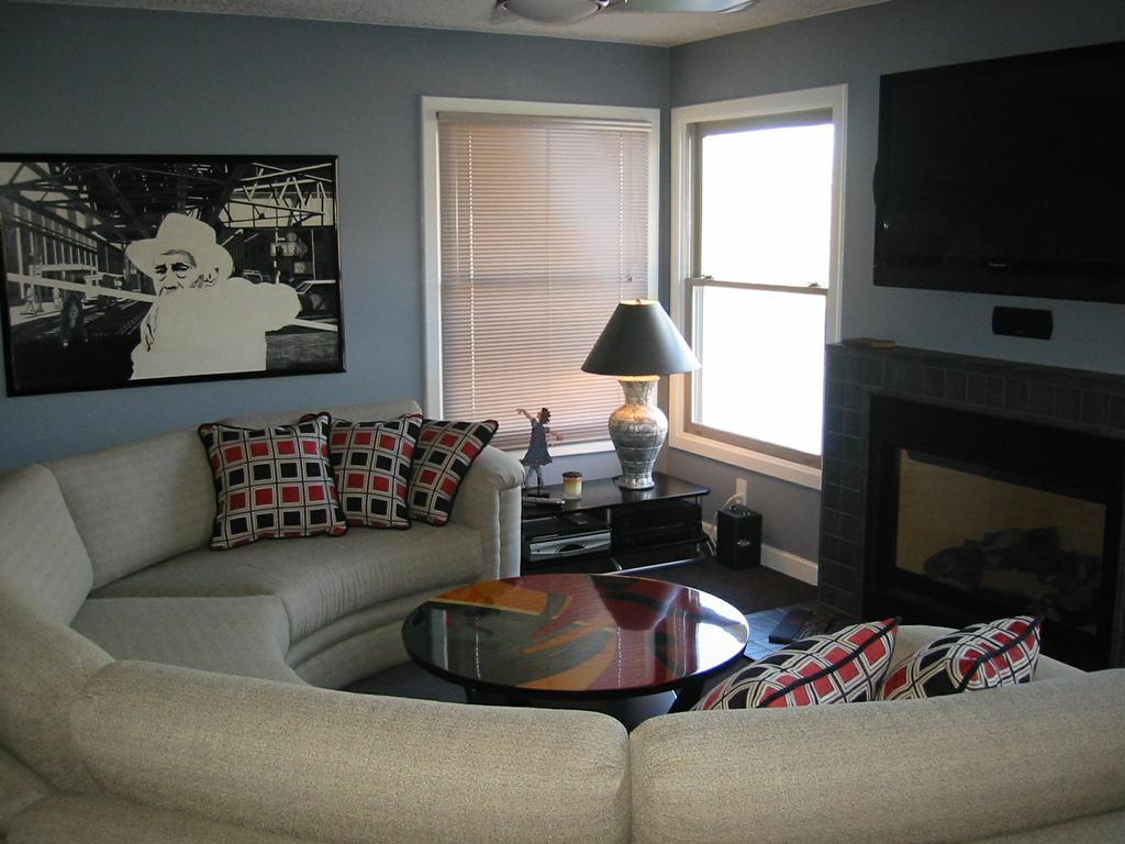 Circular sectional and pillows from Christina Lambert Custom Interiors