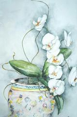 white orchidsX.jpg provided by Cheryls Parrotise Art Online Gallery Carlsbad 92008 