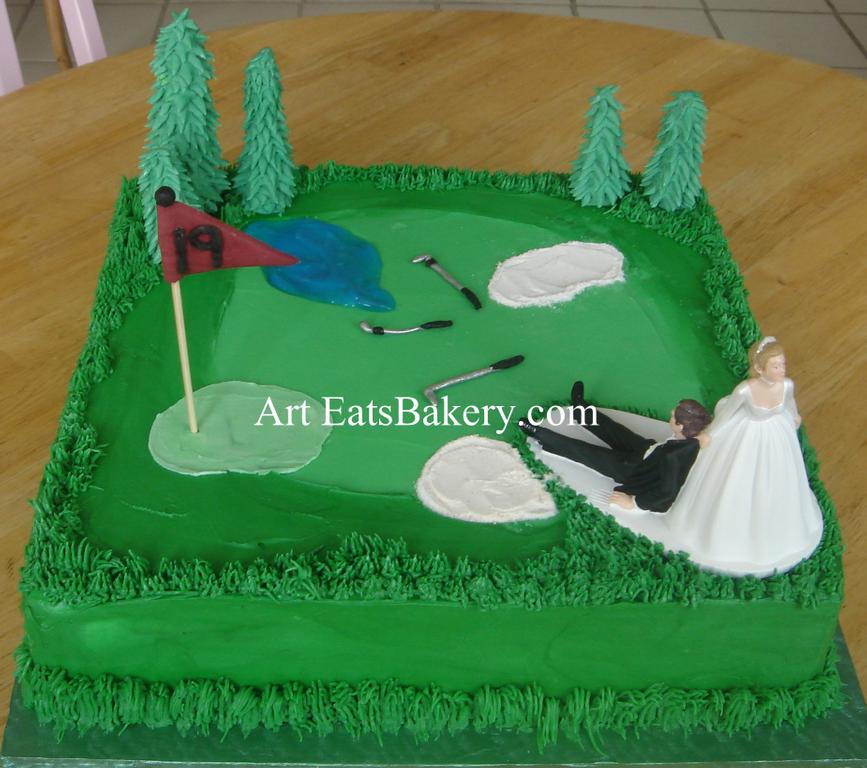 Creative golf course groom s cake design with edible trees ...