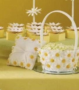Daisy Ring Pillow and Flower Basket by Perfectly Presented Wedding 