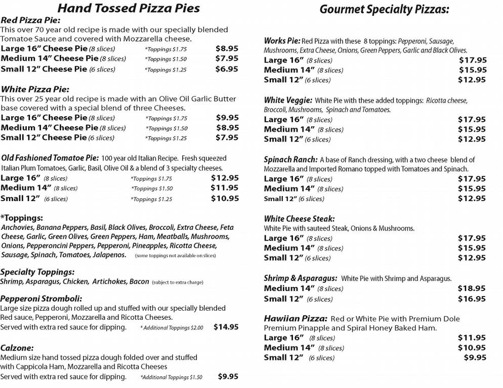 Tj's Pizza Menu Inside From Tj's Gourmet Pizza In Largo, Fl 33770