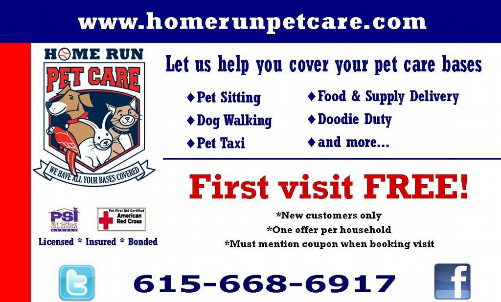 HRPC Flyer.jpg from Home Run Pet Care in Nashville, TN 37217