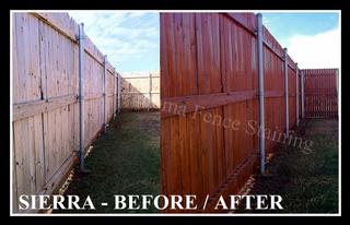 Edmond Sable Brown Fence Stain Before and After.jpg provided by Central Oklahoma Fence Staining Yukon 73099 
