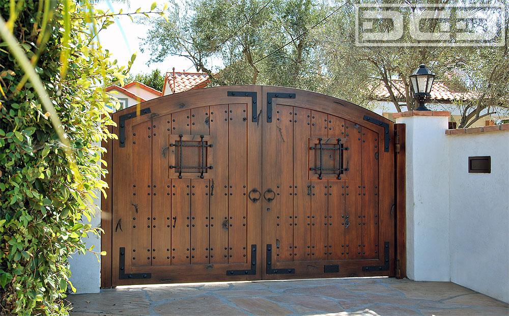Spanish Colonial Driveway Gate With Dummy Iron Hardware. Automatic gate