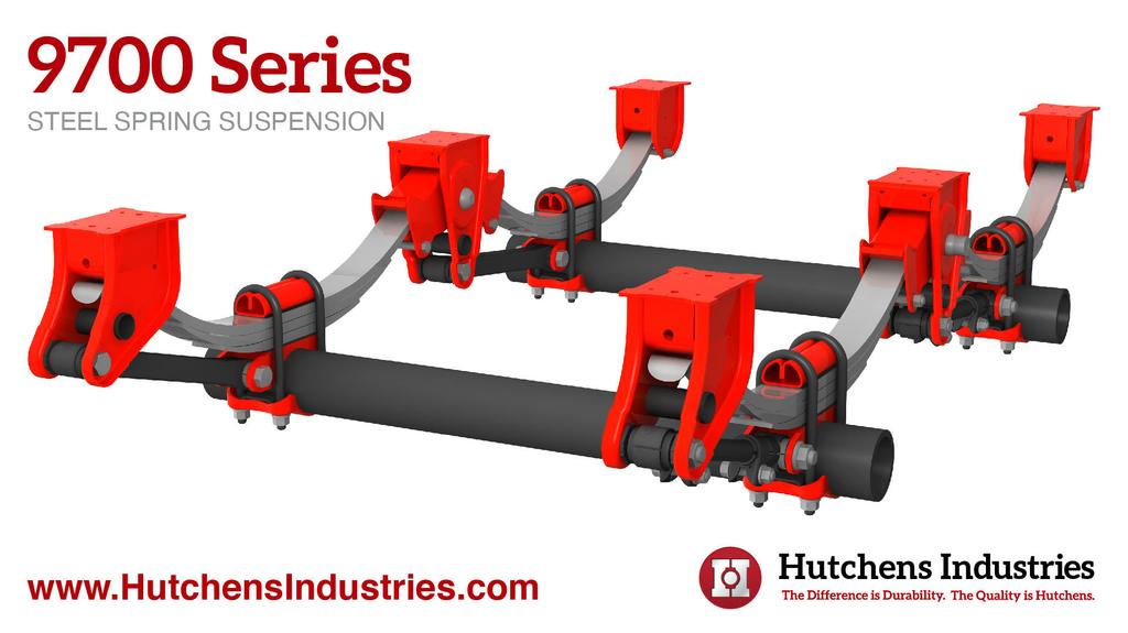 Hutch 9700 suspensions are the most versatile trailer suspensions available today. The durability and reliability of the 9700 Series extends service life, reduces downtime, and protects your cargo - resulting in a lower Total Cost of Ownership. by Hutchens Industries, Inc.