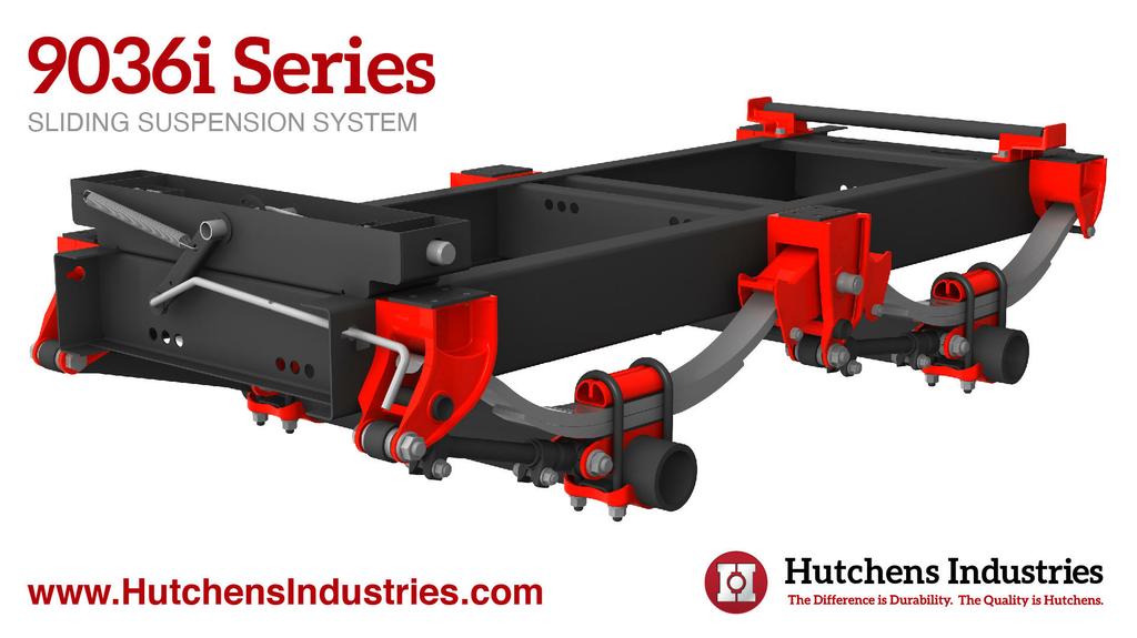 An improved version of the Hutch 9000 2-pin slider, the Hutch 9036i with 36 spring I-beam centers is specifically designed for intermodal chassis applications. by Hutchens Industries, Inc.