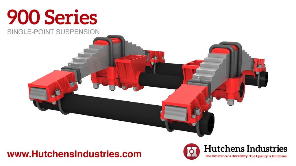 Designed for heavy-duty on and off-road applications, the Hutch 900 is a single point suspension that attaches to the trailer frame at a single location - which makes it ideal for logging, heavy load hauling and dump operations. by Hutchens Industries, Inc.