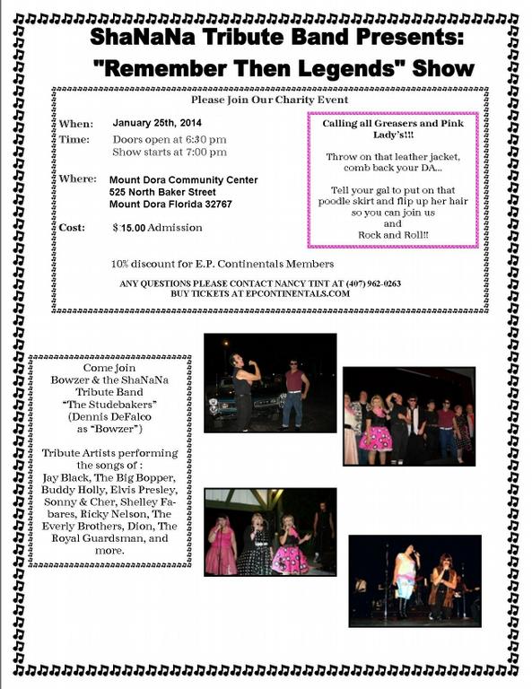genericFlyerforLegendsShow Jan 25th, 2014 by Elvis Presley Continentals Fan Club