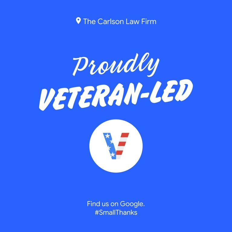 The Carlson Law Firm is proudly veteran-owned and veteran-operated, serving current and former service members throughout Texas and across this great nation. by The Carlson Law Firm