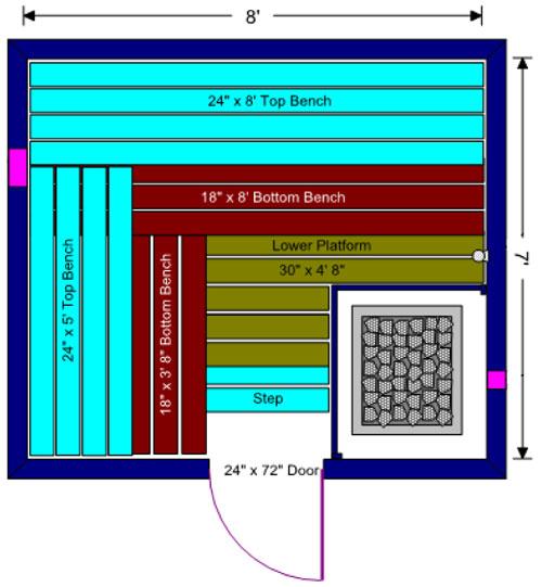 Sauna Layout Drawing Example from Superior Sauna & Steam Mfg LLC in