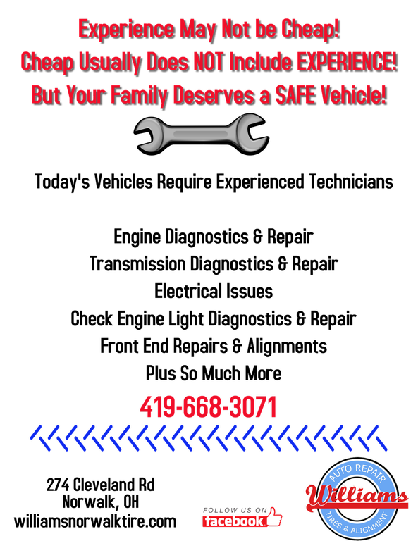 Williams Norwalk Tire & Alignment Norwalk OH 44857 4196683071