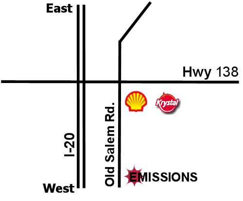 Map to emission station by The Wash Rack