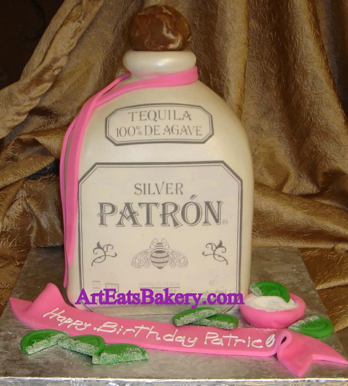 3D Patron tequila bottle unique custom birthday cake with