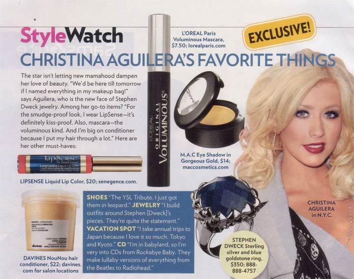 Christina Aguilera uses LipSense by Five Star Face, Inc. 