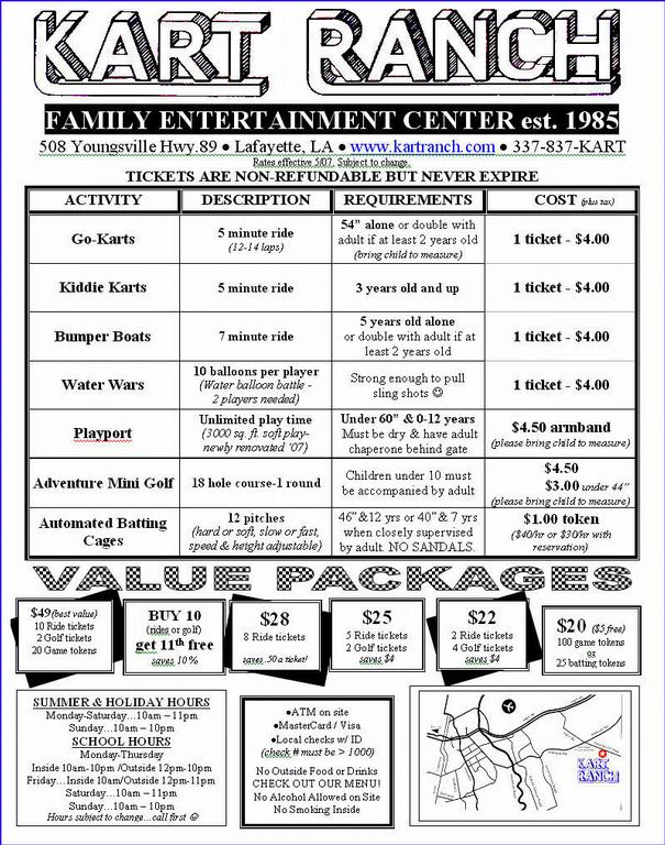 Kart Ranch Inc Lafayette LA 70508 3378375278 Amusement Parks