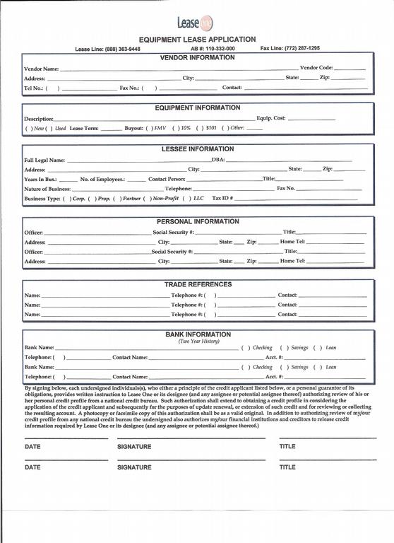 Lease One Application by Lease One Equipment Leasing