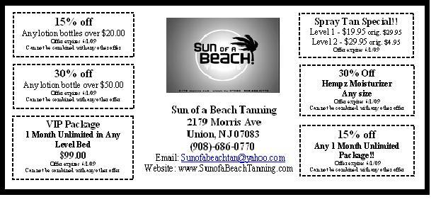 The tanning studio coupons