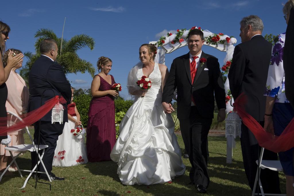 just married walk by A Paradise Wedding