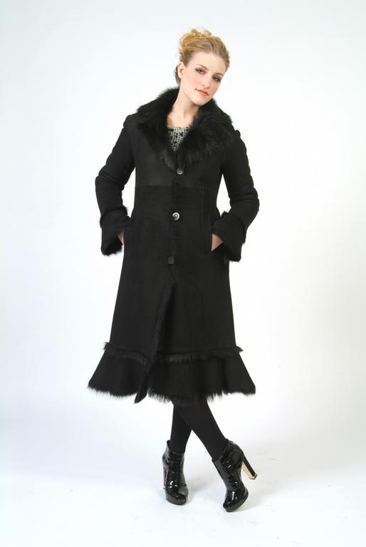 Ladies 7/8 Shearling Coat with Spilled Seams by D'Andre New York