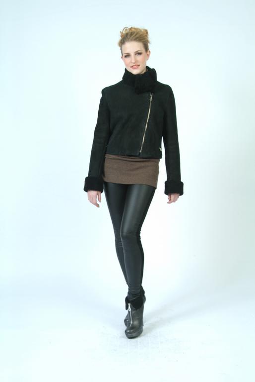 Ladies Short Shearling Bomber Jacket by D'Andre New York