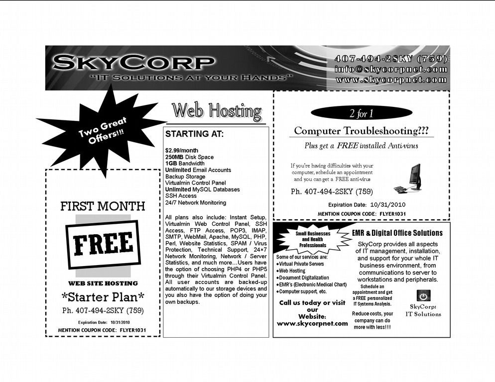 Promotional Flyer by SkyCorp