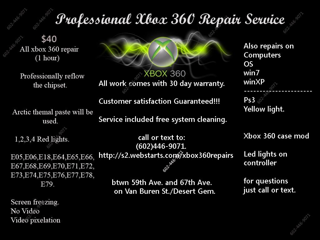 Xbox 360 , Ps3 and computer Repairs Phoenix AZ 85043 6024469071