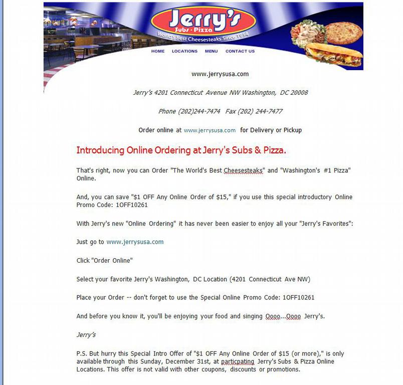 Jerry's subs coupons