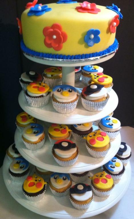 pokemon cupcake tower by Sweet P's Custom Cakes