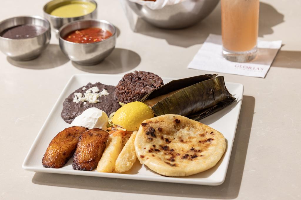 Gloria's Super Special at Gloria's Latin Cuisine. A little taste of El Salvador on one plate. by Gloria's Latin Cuisine