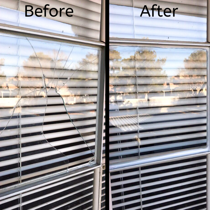 Broken window before. Fixed window after. by Cut Rate Glass
