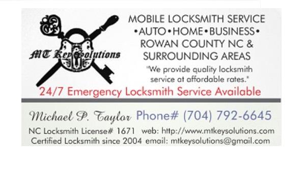 MT Key Solutions - Landis NC 28088 | 704-792-6645 | Locksmiths
