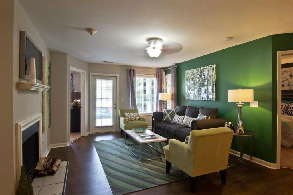 Living Room by The Resort at Lake Crossing Apartments