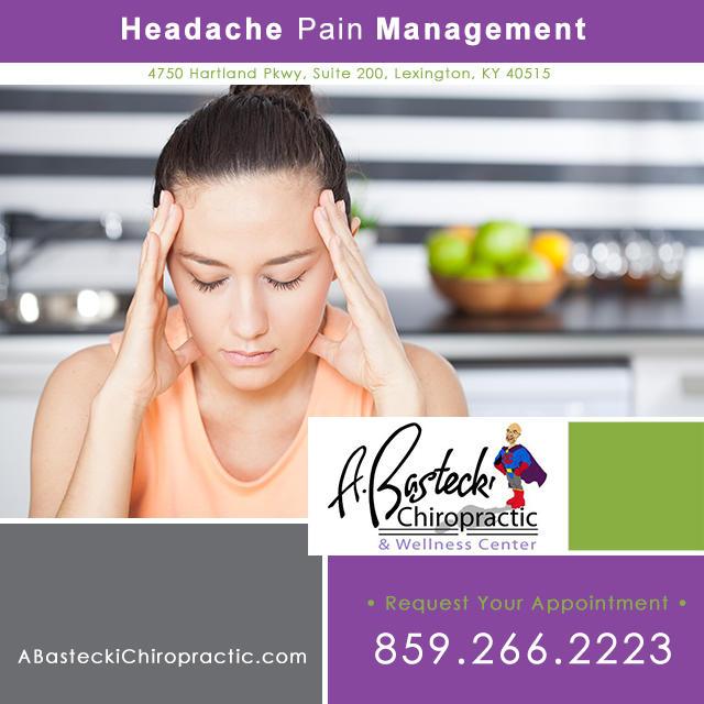 Headache pain management Lexington KY. A. Bastecki Chiropractic & Wellness Center offers chiropractic care in Lexington. Call for your appointment: 859-266-2223 -OR- https://www.abasteckichiropractic.com/ by A Bastecki Chiropractic
