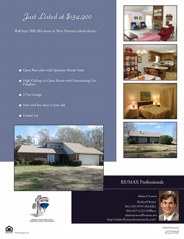 Just Listed Flyer by Adam Crosson - Re/Max Professionals - Broker/Agent/Owner