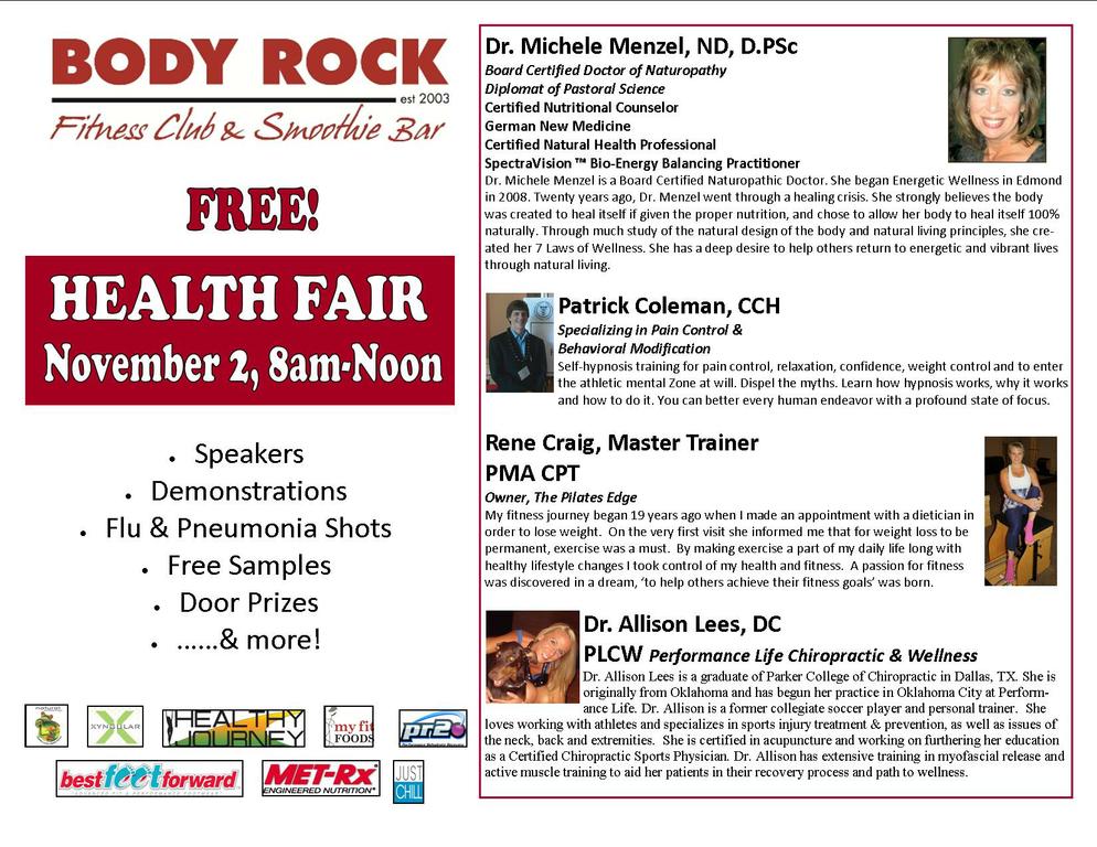 Body Rock Fitness health fair by Coleman's Hypnotherapy Clinic