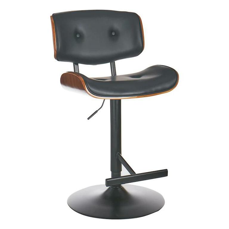 An adjustable faux leather barstool in sleek black from the Crosby St. collection, combining modern design with functionality for bar or counter seating. by At Home