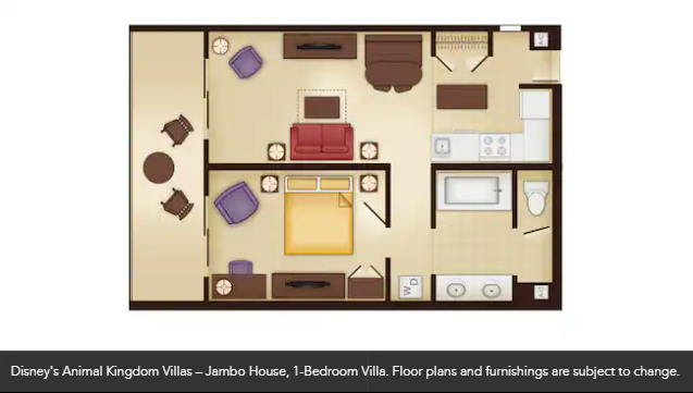 Disney's Animal Kingdom Villas - Jambo House 1 Bedroom Villa - Value Non-Accessible Floorplan by Disney's Animal Kingdom Villas - Jambo House