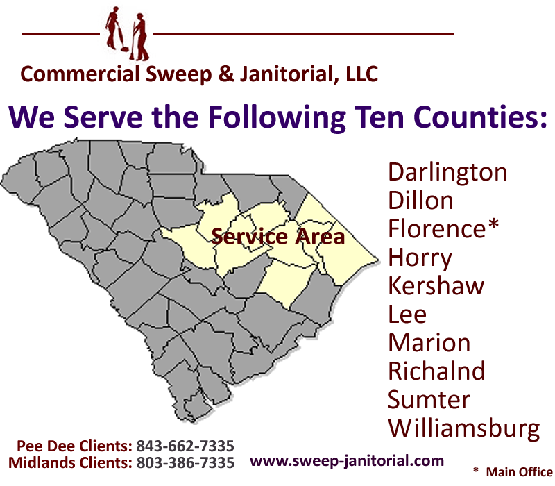 Our Service Area by Commercial Sweep & Janitorial, LLC