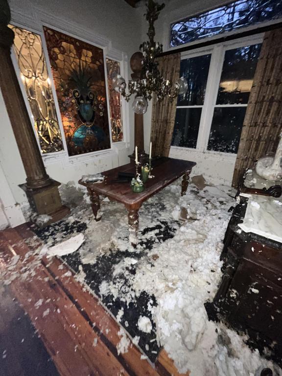 Ceiling collapse from a burst pipe. by Restoration 1 of Tuscaloosa