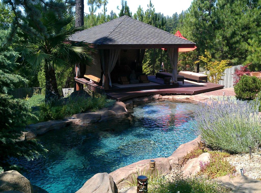 Hillside Pool With Gazebo Original From Natural Design Swimming By Natural Design Swimming Holes Waterfalls