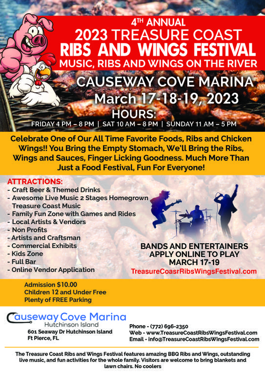  by 4th Annual 2023 Treasure Coast Ribs Wings and Music Festival