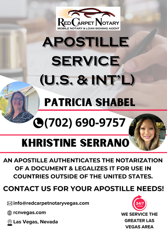 Red Carpet Mobile Notary and Apostilles Las Vegas NV 89145 7026909757
