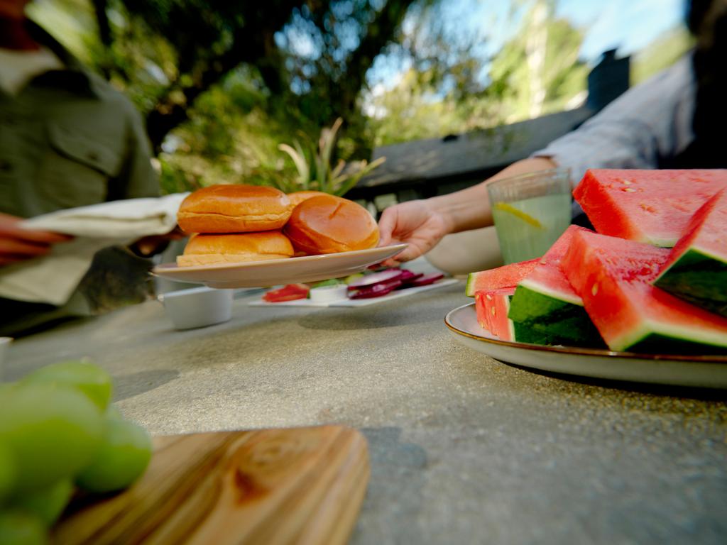 Backyard outdoor dining setup by Aptive Pest Control