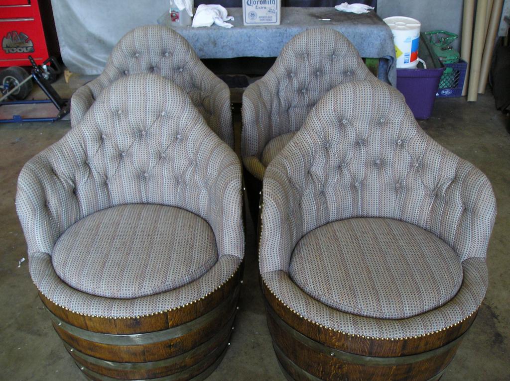wine barrel chairs from Sew Creative Upholstery Inc. in Turlock, CA 95380