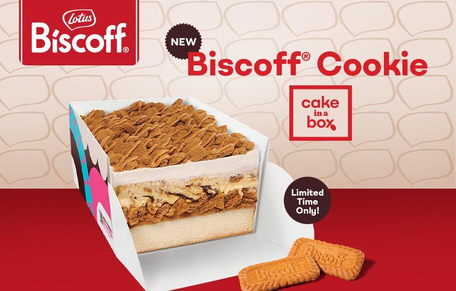 Enjoy a little taste of fall in every slice with our NEW Biscoff Cookie Cake in a Box! Dig into layer after decadent layer of creamy & crunchy Biscoff Cookie goodness. by Baskin-Robbins